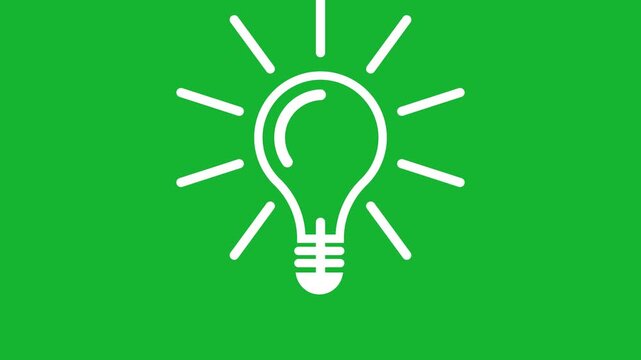 Light bulb idea icon animation video green screen
