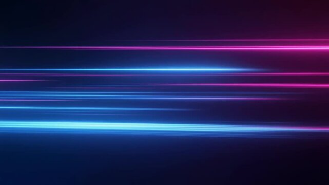 Horizontal blue and magenta neon light streaks for music event visual background loop