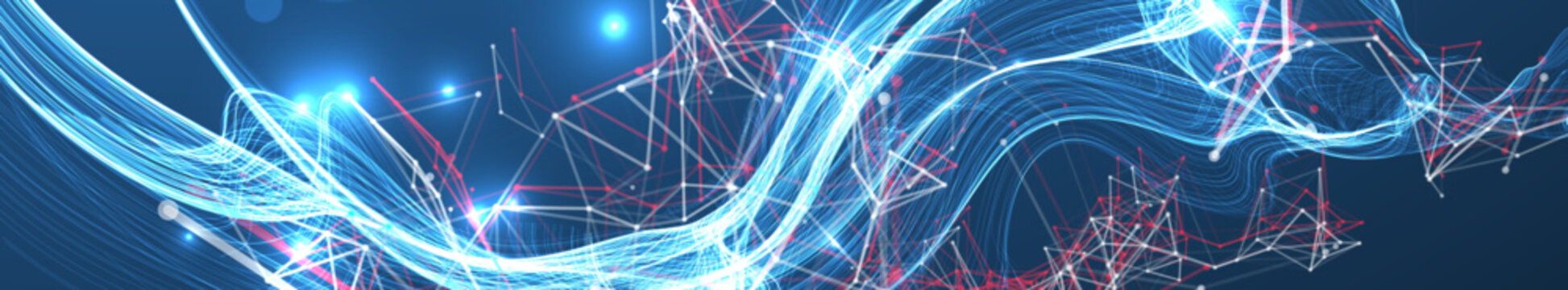 Abstract science background with digital plexus waves and particle connections