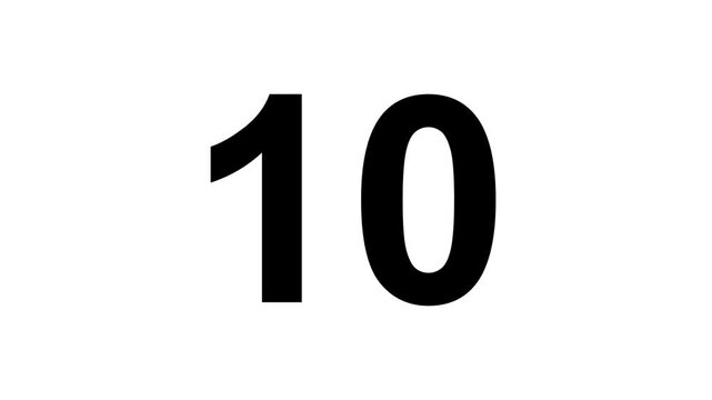 Counting down from fifteen to zero with large black numbers on white background footage.