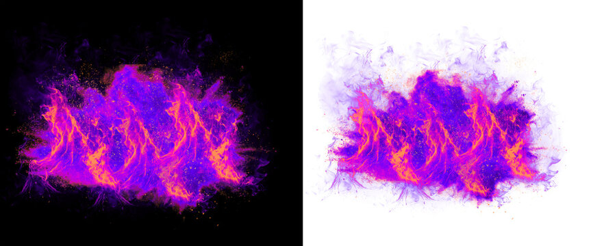 Wide Neon Flame Wall, Purple Fire Burst Row PNG
