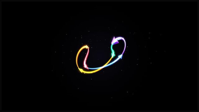 Futuristic Neon Glowing Rainbow Infinity Arrow Loop Animation, glowing neon sign