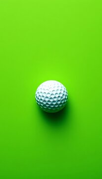 Golf ball on green paper art style copy space nature background ideal for golf websites brochures, geometric shapes, green backgrounds