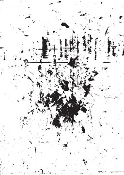 Black ink grunge texture background with distressed splatters overlay isolated on white background
