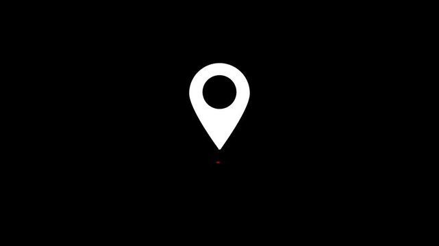 GPS location pointer animated with radio wave, location pointer, pin icon on black background.