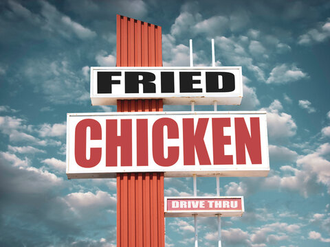 Retro fried chicken drive thru sign