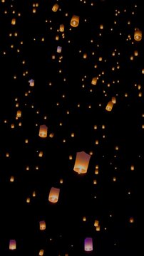 Tourist floating sky lanterns in Loy Krathong festival , Chiang Mai ,Thailand.
