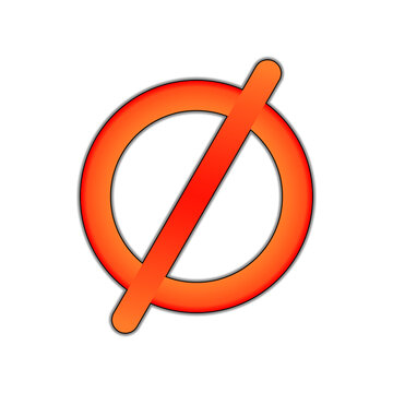 Red orange prohibition sign empty set vector icon on transparent background