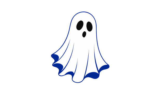 A cute cartoon ghost with wide eyes and an open mouth, appearing surprised or scared