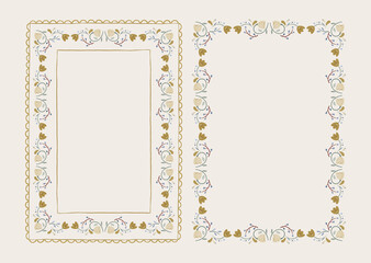 Naklejka premium Scandinavian Folk Floral Border Frame Set