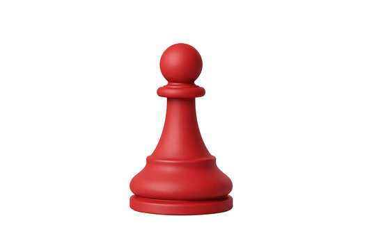Red 3d chess pawn piece isolated on transparent background