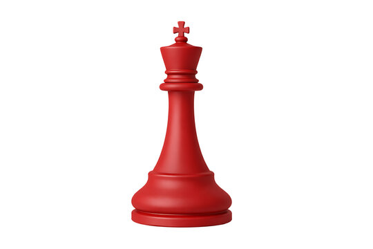 Red 3d chess king piece isolated on transparent background