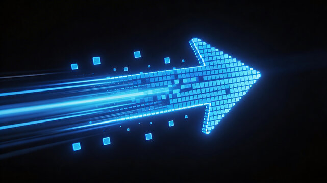 Blue digital arrow motion graphic