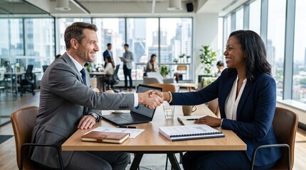 Fototapeta premium Business Partners Shaking Hands During a Successful Corporate Agreement