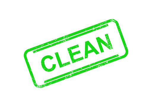 Green clean approved stamp with white text isolated on transparent background