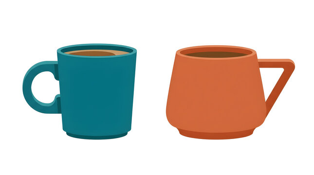 Two colorful coffee mugs with different designs side by side