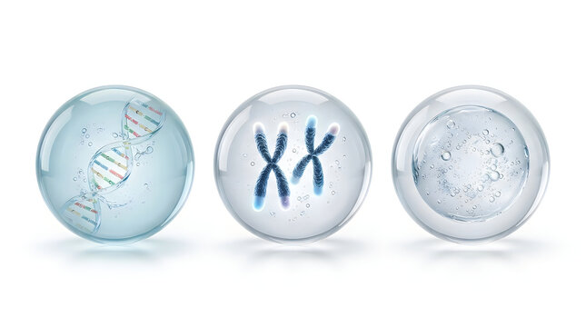 Glass spheres with dna and chromosomes for science