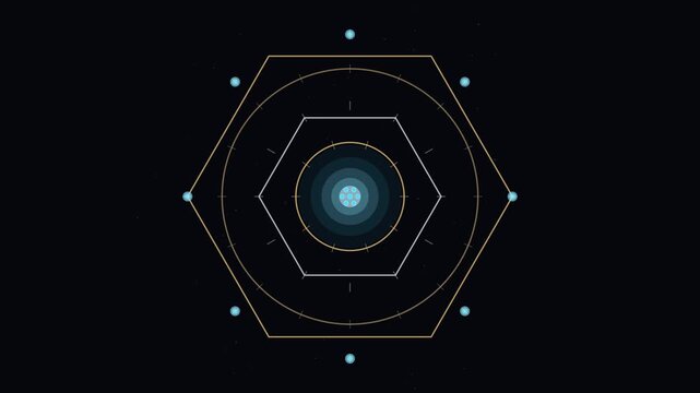 Futuristic Quantum Computer Core with Glowing Particle Energy and Sci-Fi Architecture Loop