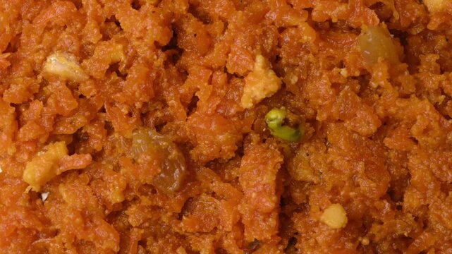 Traditional Gajar Halwa Indian Carrot Dessert Close Up