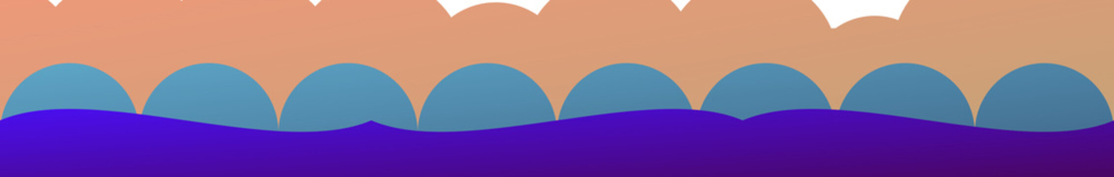 Colorful ocean waves with gradient sky background