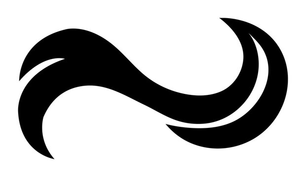 Abstract Black and White Crescent Moon Fish Tattoo Vector Illustration, Silhouette Symbol Design for Night Sky, Sea, Water, Animal, Logo and Modern Graphic Art