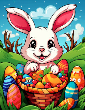 easter bunny and easter eggs