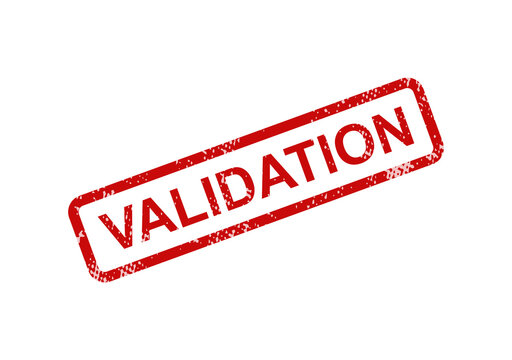 Red validation stamp on white background isolated on transparent background