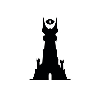 Dark Tower of Baraddr with the Eye of Sauron a symbol of evil and power from Middleearth.