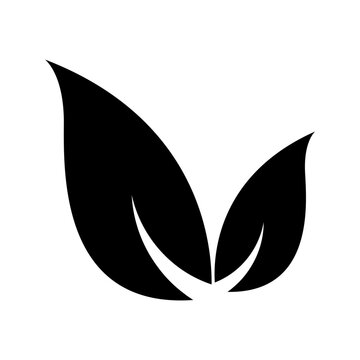 tylized two-leaf botanical logo with curved natural shapes, suitable for organic products, gardening, wellness, environmental branding, and nature-related designs.