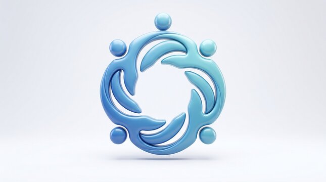 People icon representing a diverse team circle stands against a clean white background for business.
