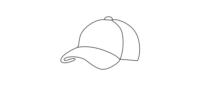 Minimalist line of a baseball cap on white background