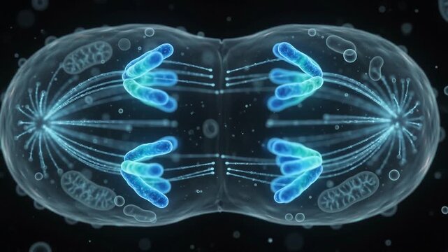 3D Animation of Cell Division Showing Chromosomes Separating During Mitosis