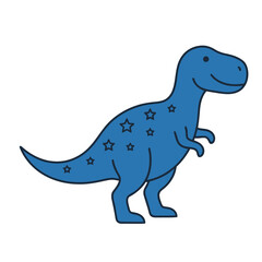 Fototapeta premium Blue dinosaur with stars