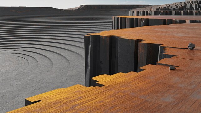 Surreal Dark-Matter Tide-Terrace World Where Invisible Mass Shapes Visible Mineral Into Staircase Horizons｜超現実の暗黒物質潮汐段丘世界で見えない質量が可視鉱物を階段地平線へと成形する