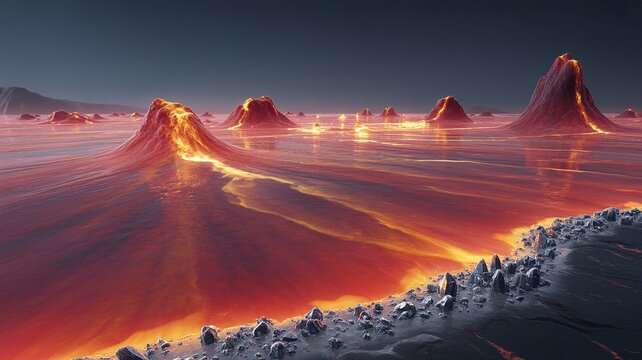 Alien Quark-Gluon Plasma Tide Plain Breathing Slow Chromatic Fire Into a White Trinary Dawn Void｜クォーク・グルーオンプラズマの潮汐平原が白い三重星の夜明けの虚空にゆっくりと色彩の炎を吐き出す異世界