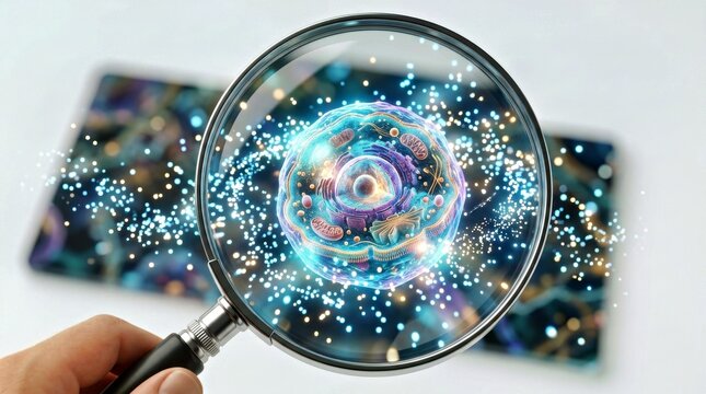 Microscope View of a Colorful Cell Nucleus