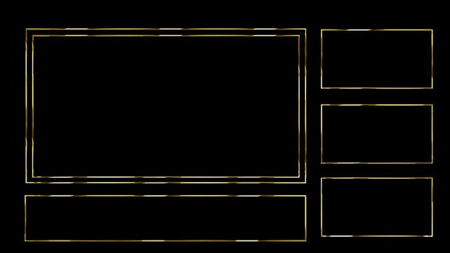 black and gold photo frame on the alpha channel background