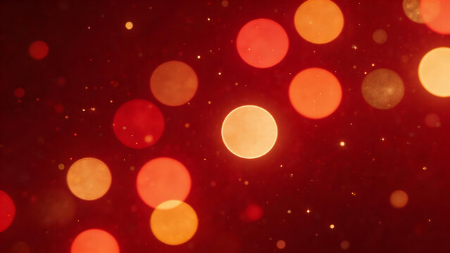 Abstract glowing circles on red background