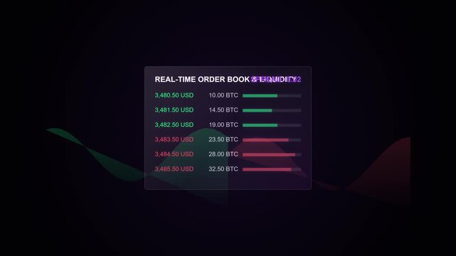 Glassmorphic Order Book & Depth Chart.