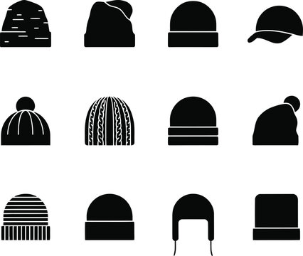 Black and white of various hats and caps black hat white hat bowler hat