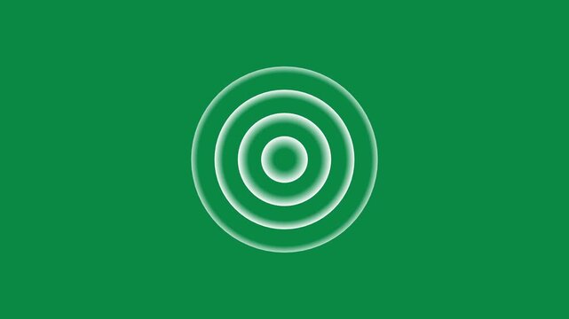 Dynamic concentric circles pulsing animation on a solid green screen background, motion visual effects, user interface and creative overlay for projects