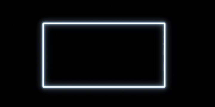 Bright Neon Glowing Rectangle Border Line Video Editing Graphic Element