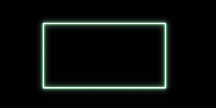 Glowing Cyan Neon Rectangle Frame Motion Graphic Overlay Dark Background