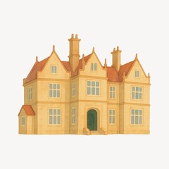Fototapeta premium Charming vintage mansion illustration.