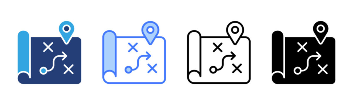 Strategic Roadmap icon set multiple style collection