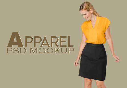 Apparel Mockup With Smiling Model PSD