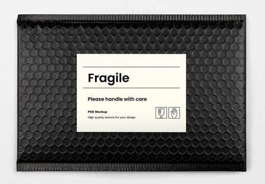 Black Bubble Mailer Mockup PSD