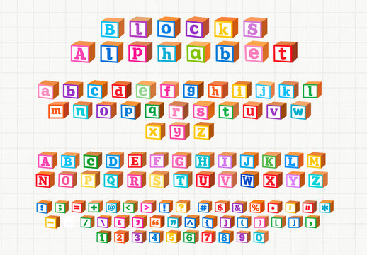 Colorful Alphabet Blocks Editable Font