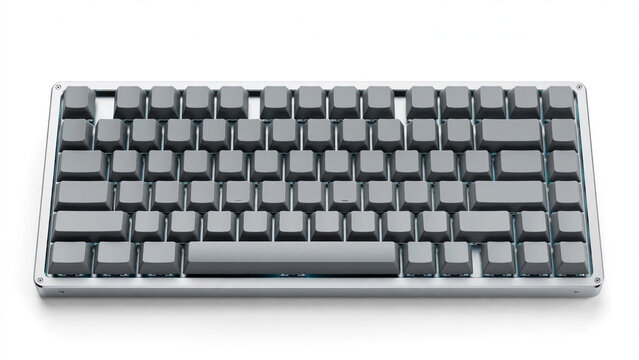 Modern mechanical computer keyboard with sleek gray keys and aluminum frame