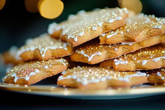 Delicious holiday cookies decorated with colorful sprinkles and chocolate chips